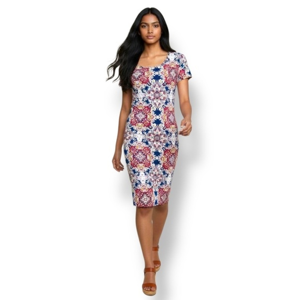 4/$20 Young USA Medallion Print Bodycon Stretch Midi Dress Size S